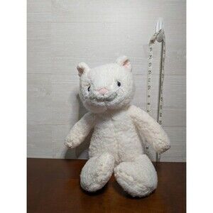 Pottery Barn Kids White Cat Kitty Plush Stuffed Animal Sherpa 15" Toy 2022 RARE